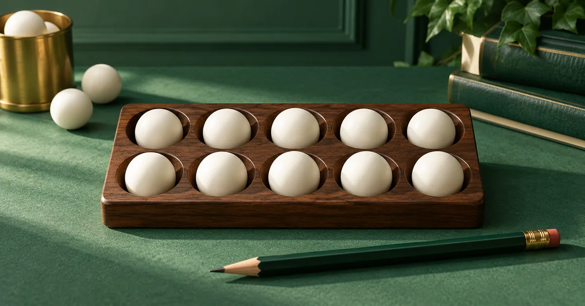 A classroom counting tray with blank draw balls and a pencil.