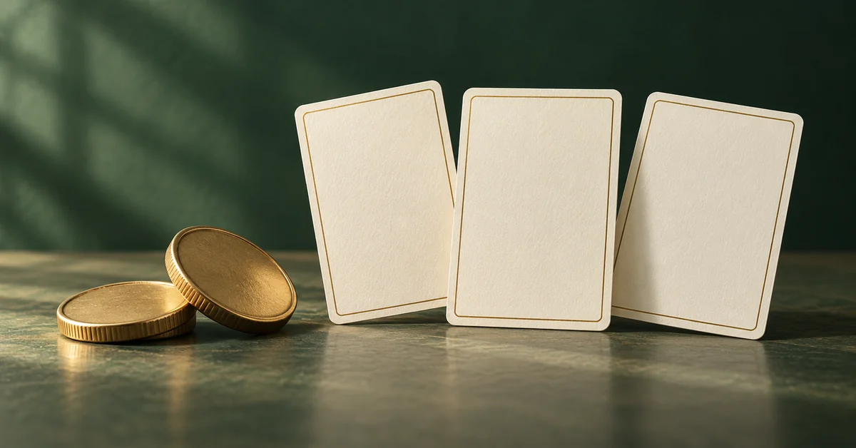 Pairwise Independent Does Not Mean Mutually Independent — editorial illustration Two generic coins beside three unlettered event cards.