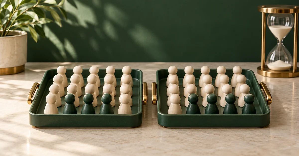 Two equal-sized cohort trays with different event-token counts.