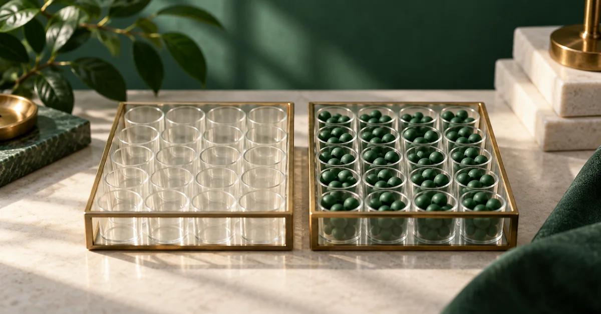 One empty event compartment beside another cohort sample tray.