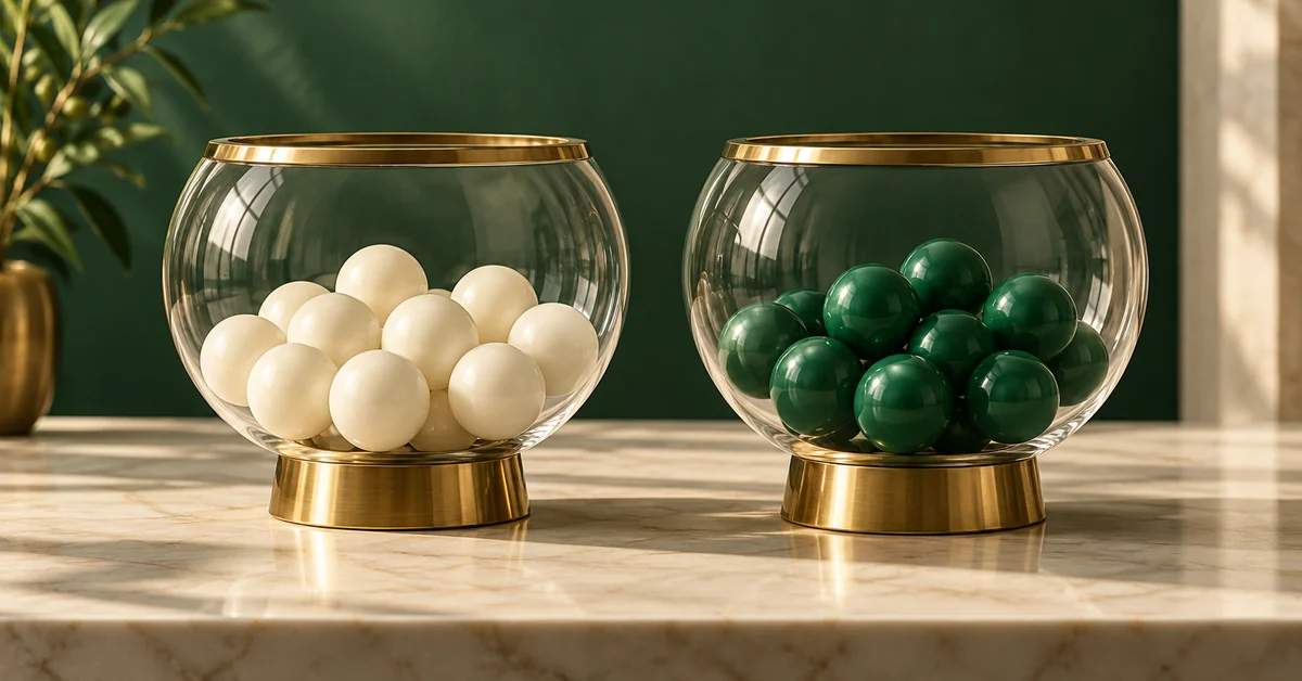 Two separate draw bowls with distinct colored balls.